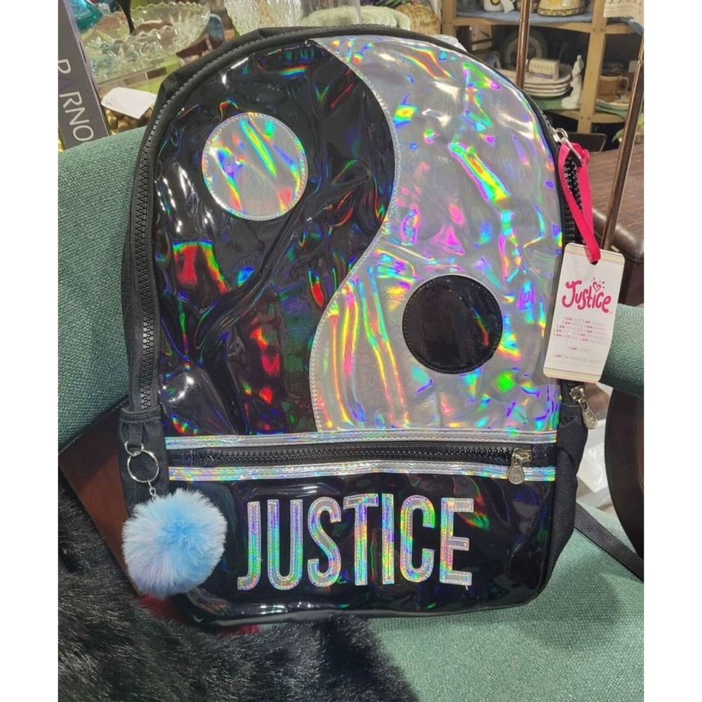 Justice• Yin-Yang• Black/Holographic Silver• 2 Piece Backpack Set• New!!
